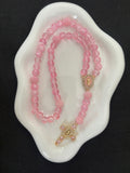 Chapelet artisanal – Rose Poudré & Reflets Givrés