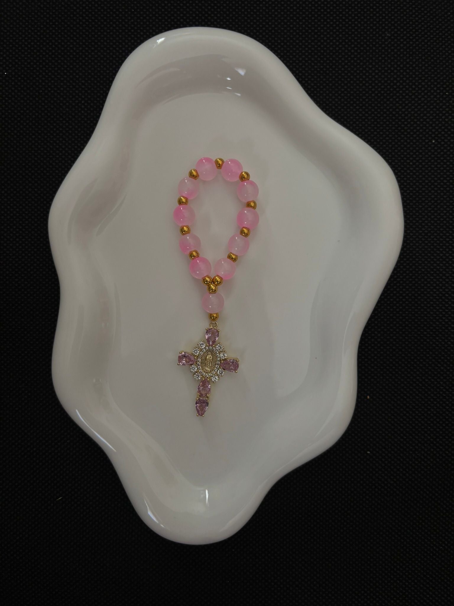 Dizainier "Nœud d'Amour" – Améthyste Givrée & Croix Cristalline