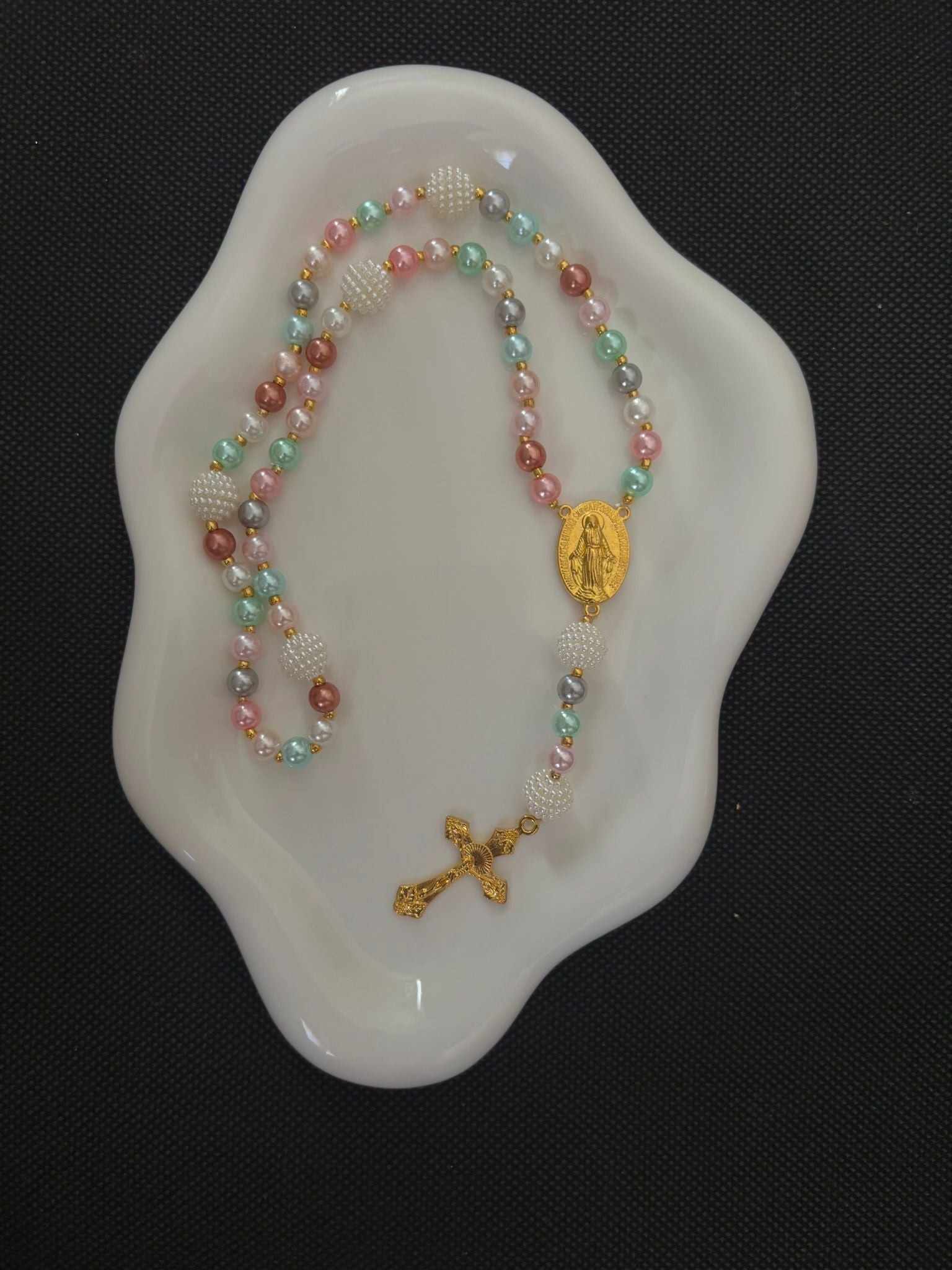 Chapelet "Arc-en-Ciel de Foi" – Perles Perlées & Nuances Pastel