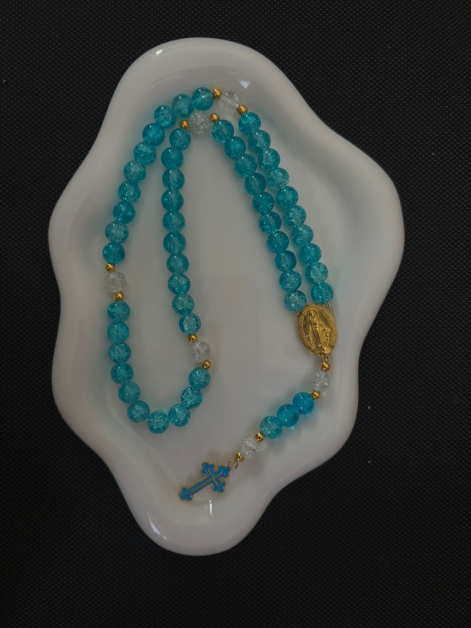 Chapelet Turquoise & Éclats d'Or